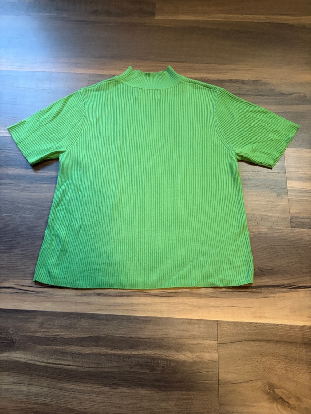Sag Harbor Lime Green Ribbed Mock Neck Turtleneck Top Womens No Size Tag - Picture 6 of 6